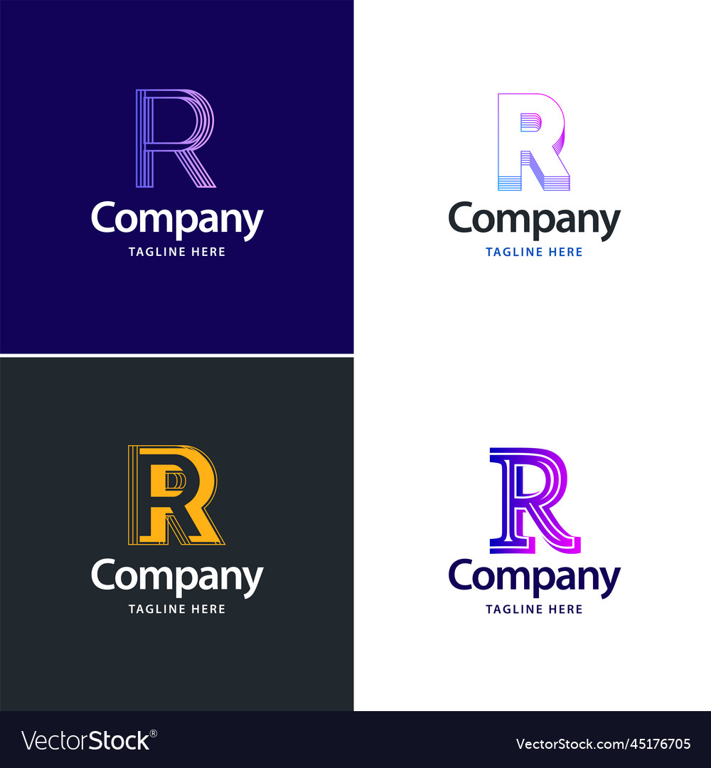 Letter r big logo pack design creative modern Vector Image