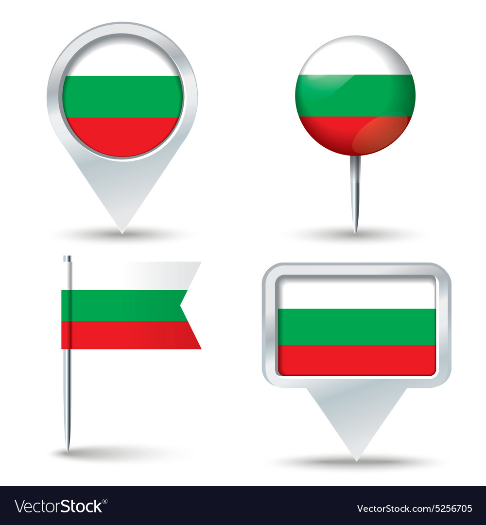 Map pins with flag of bulgaria