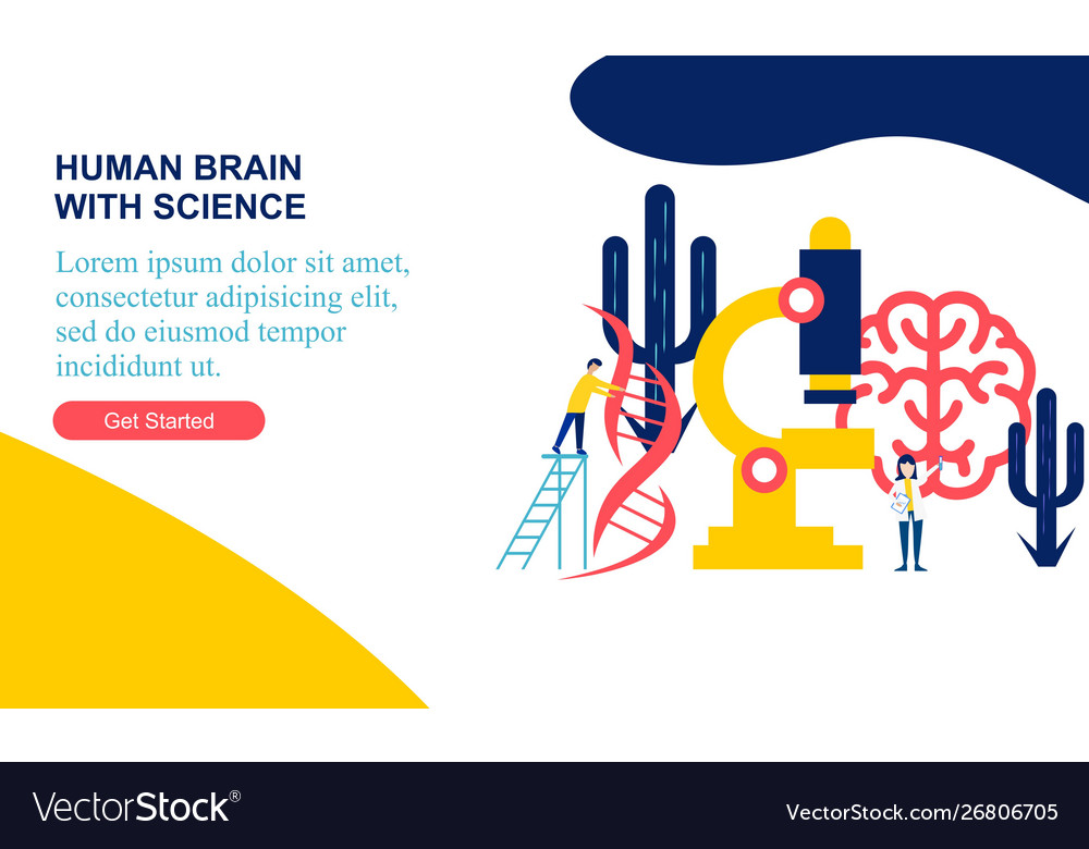 Microscope and scientists changing dna structure Vector Image Microscope and scientists changing dna structure