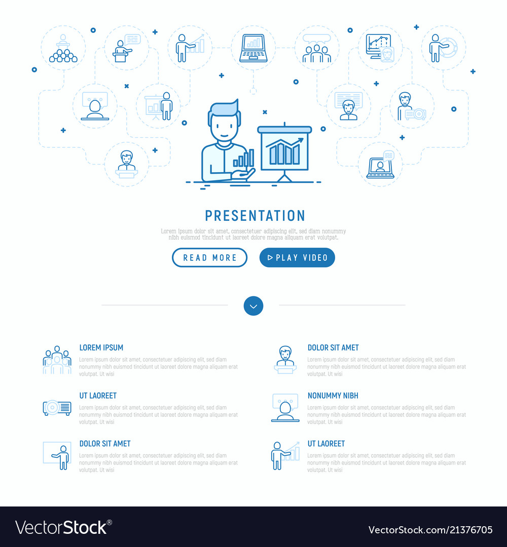 Presentation concept man showing graph of growth vector image Presentation concept man showing graph of growth