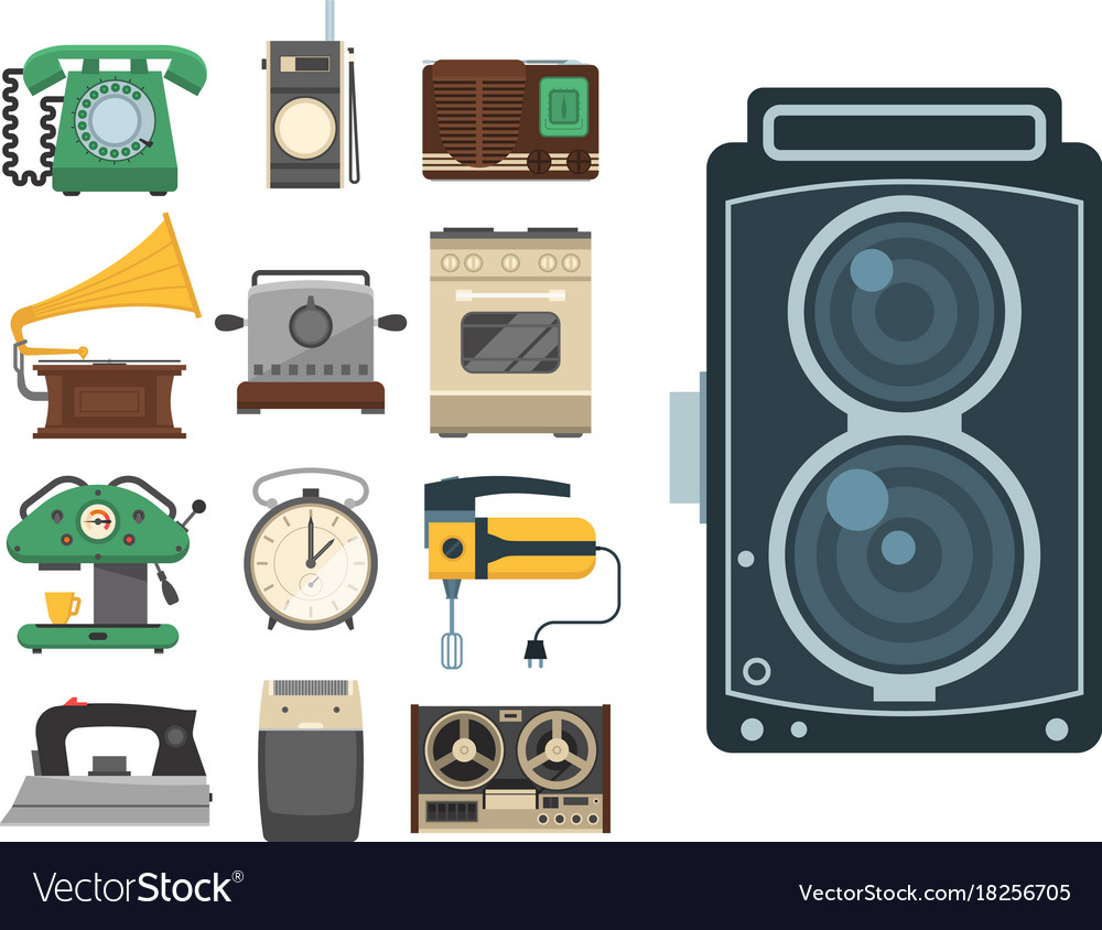 Retro vintage household appliances Royalty Free Vector Image