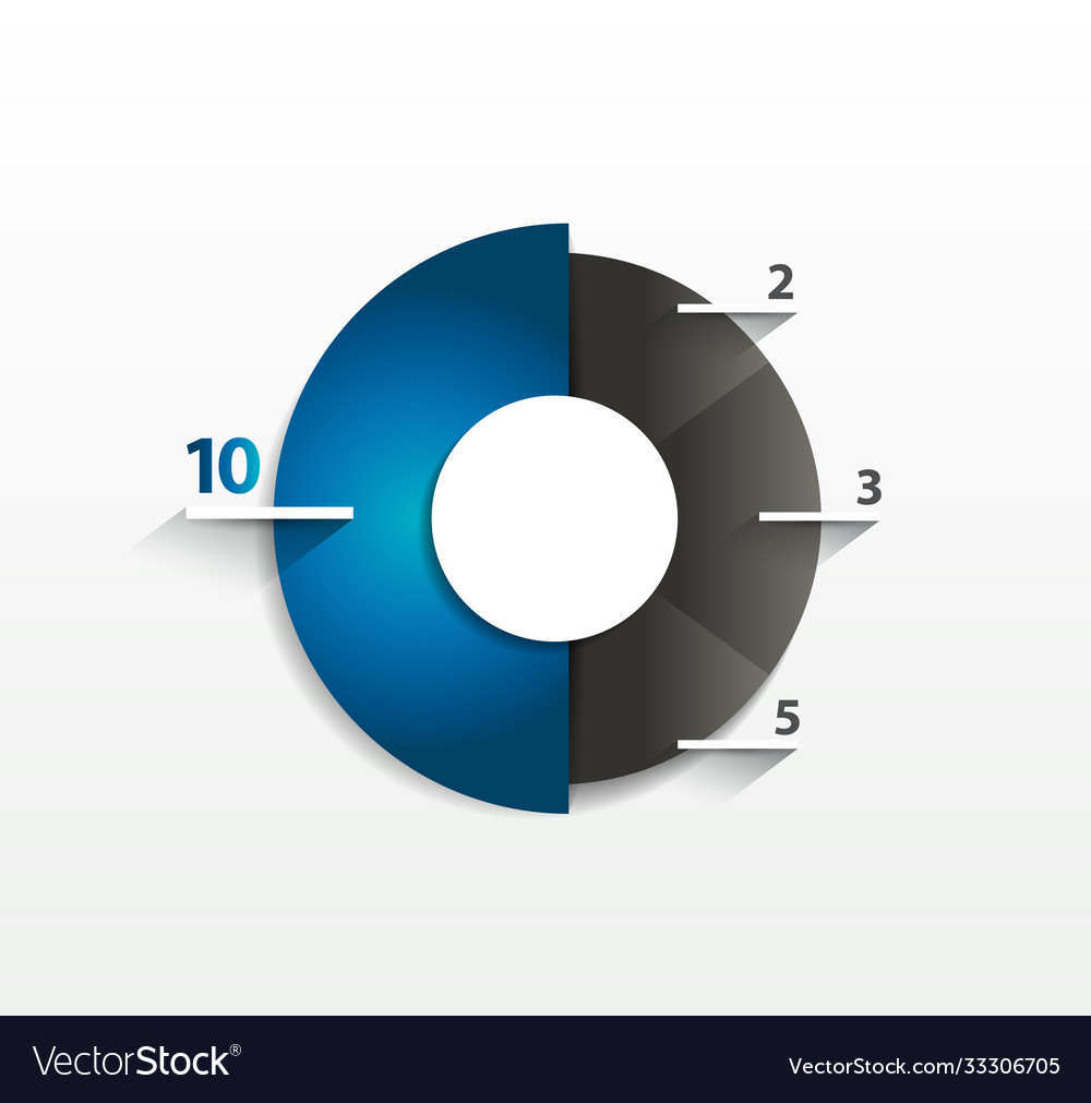 Round circle chart graph pointing on first vector image Round circle chart graph pointing on first