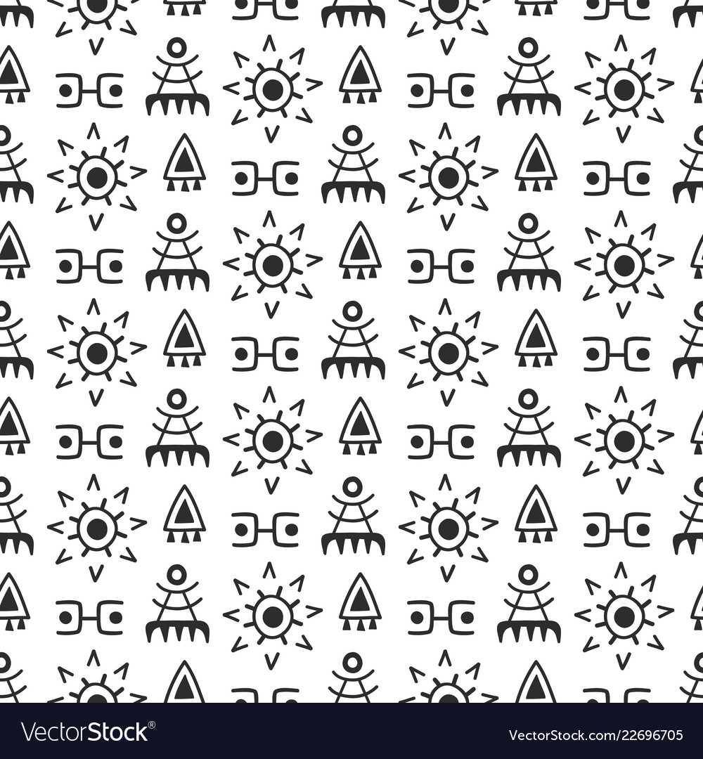 Seamless ethnic pattern hand drawn background Vector Image