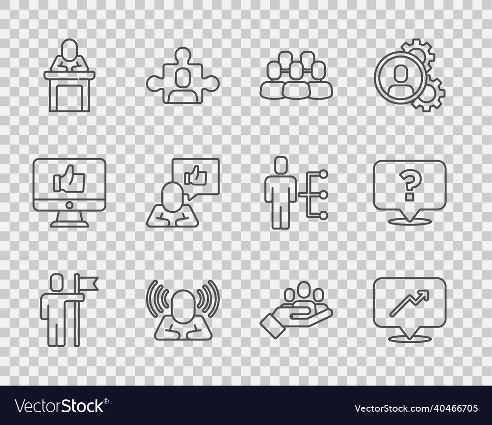 Set line team leader graph schedule chart vector image Set line team leader graph schedule chart