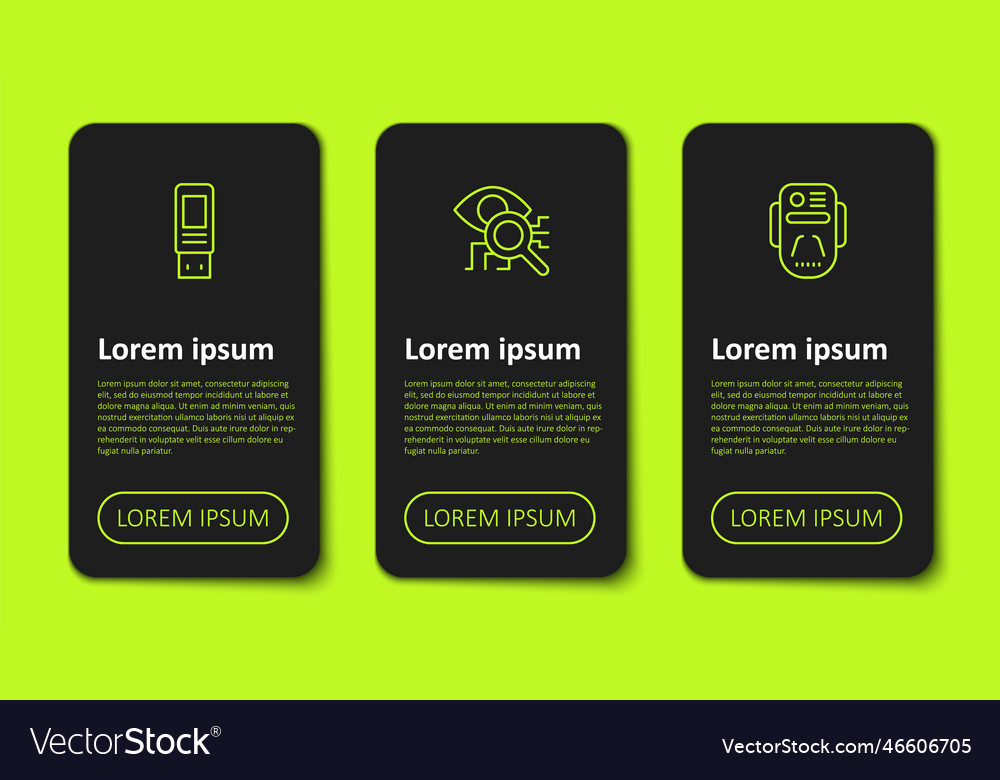 Set line usb flash drive eye scan and artificial vector image Set line usb flash drive eye scan and artificial
