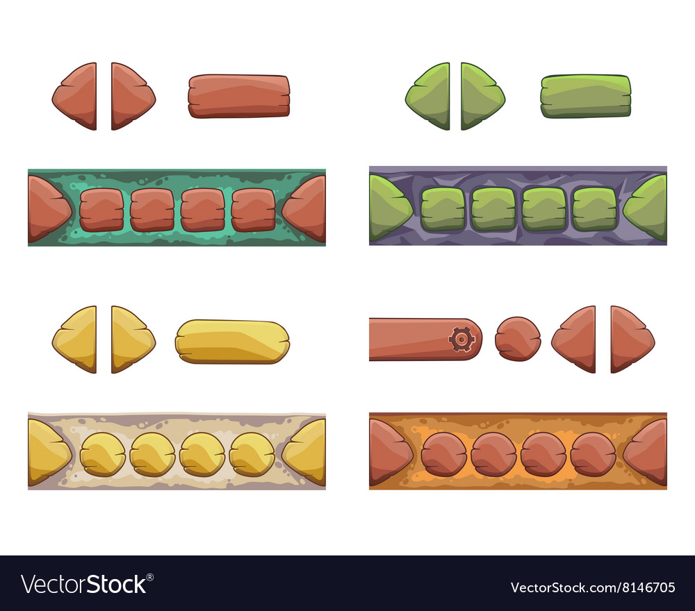 Set of cartoon buttons with different shapes gui