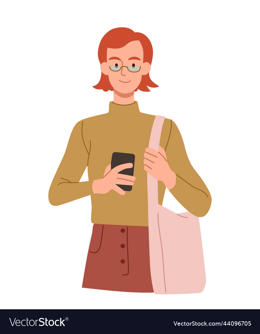 Woman using mobile phone Royalty Free Vector Image