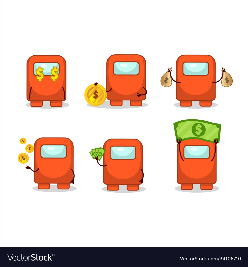 Among Us Orange Cartoon Character With Cute Vector Image