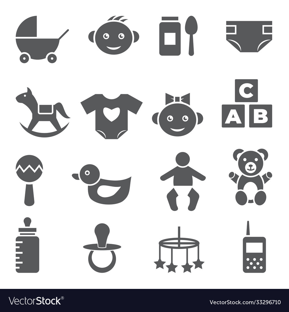 Baby icons set on white background Royalty Free Vector Image