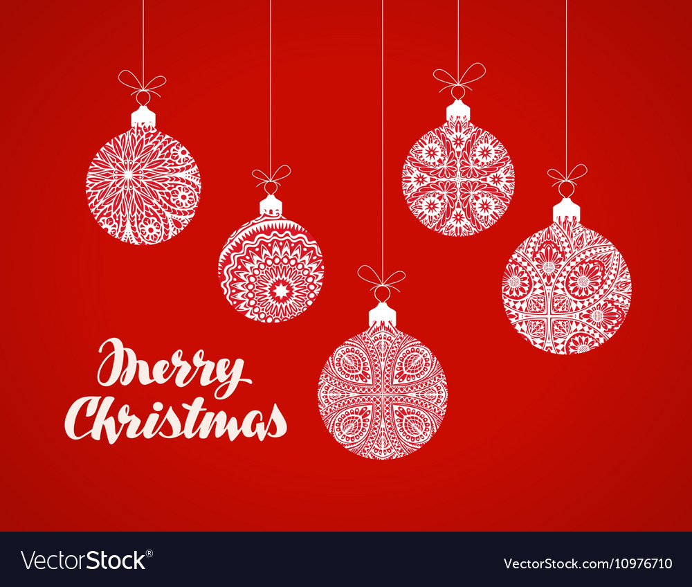 Decorative Christmas Balls Xmas Greeting Card Vector Image