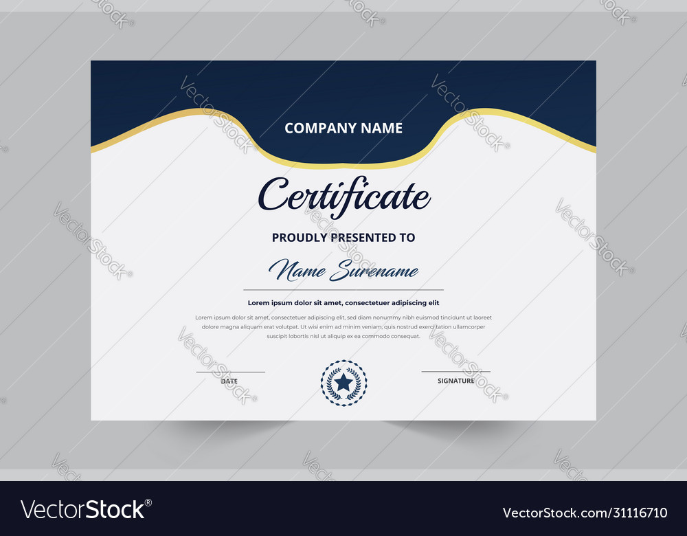 Elegant style certificate design with badge vector image Elegant style certificate design with badge