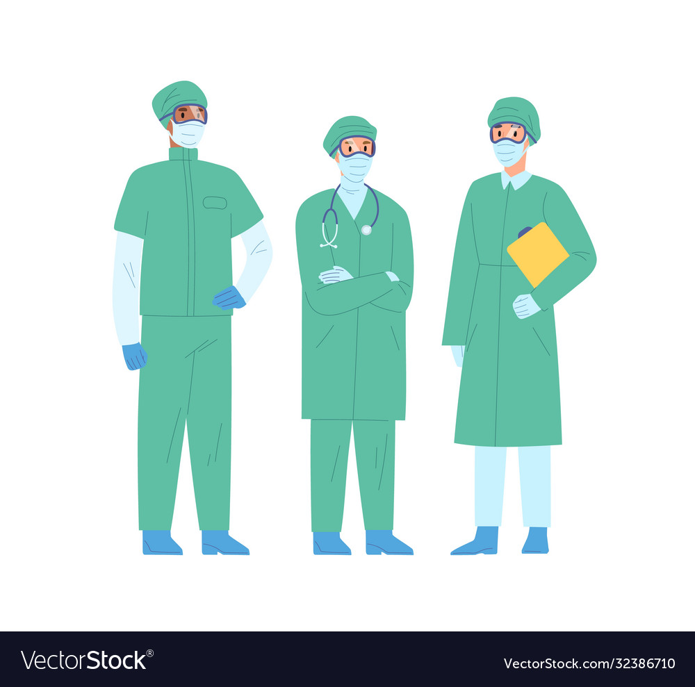 Group medical staff in protective clothes Vector Image