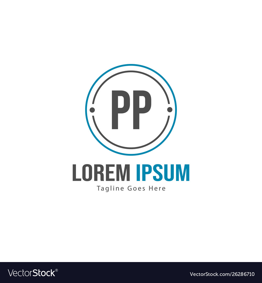 Initial pp logo template with modern frame