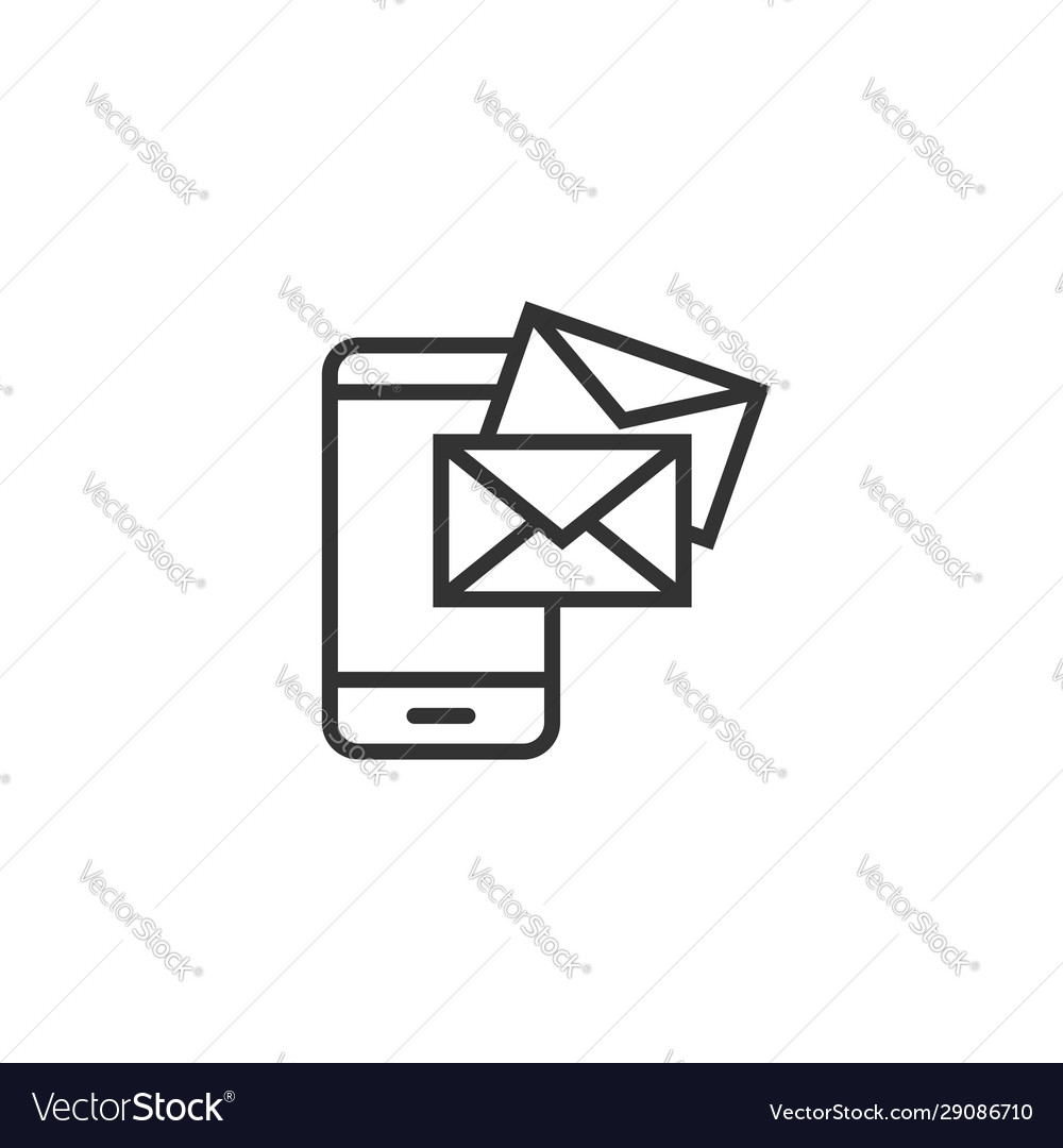 Message on smartphone icon in flat style mail vector image Message on smartphone icon in flat style mail
