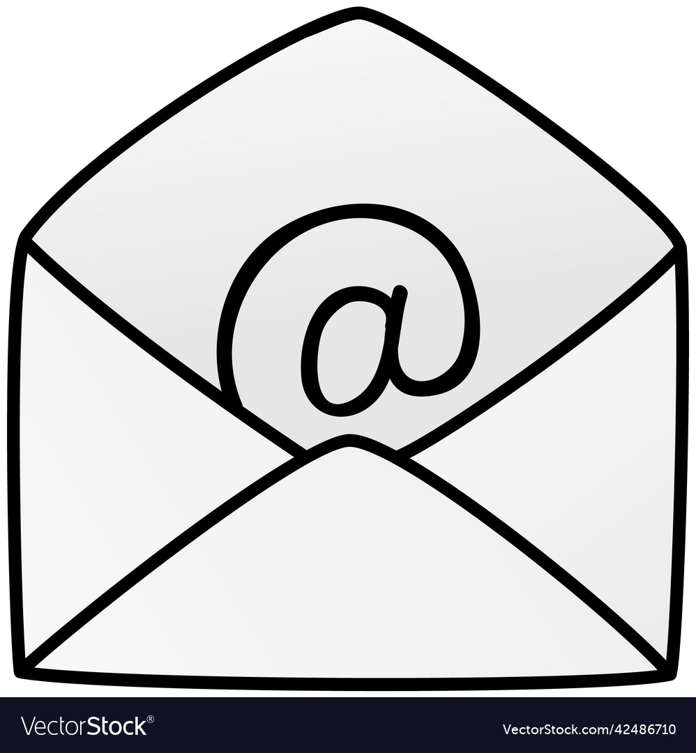 Open envelope with typographic symbol of email