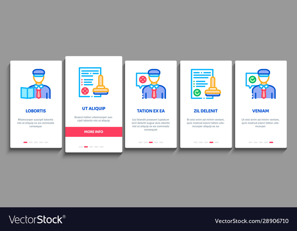 Passport control check onboarding elements icons Vector Image Passport control check onboarding elements icons