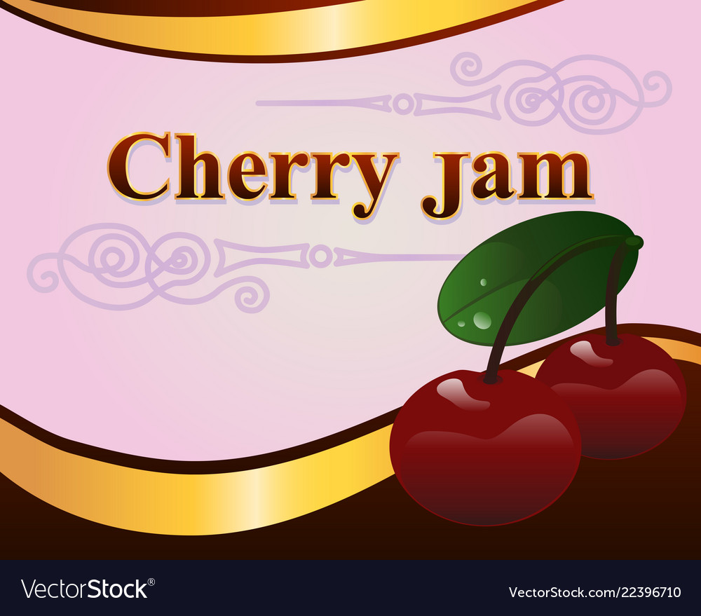 Red cherry jam label design template