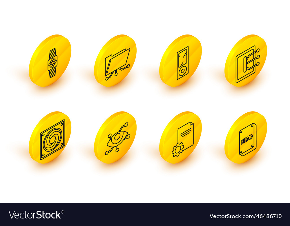 Set line hard disk drive hdd file document vector image Set line hard disk drive hdd file document
