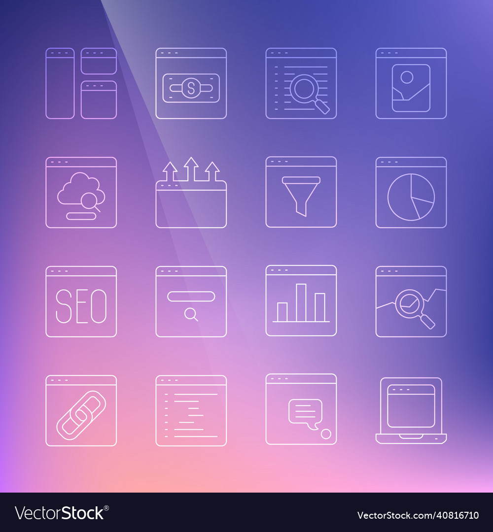 Set line laptop with browser window website vector image Set line laptop with browser window website
