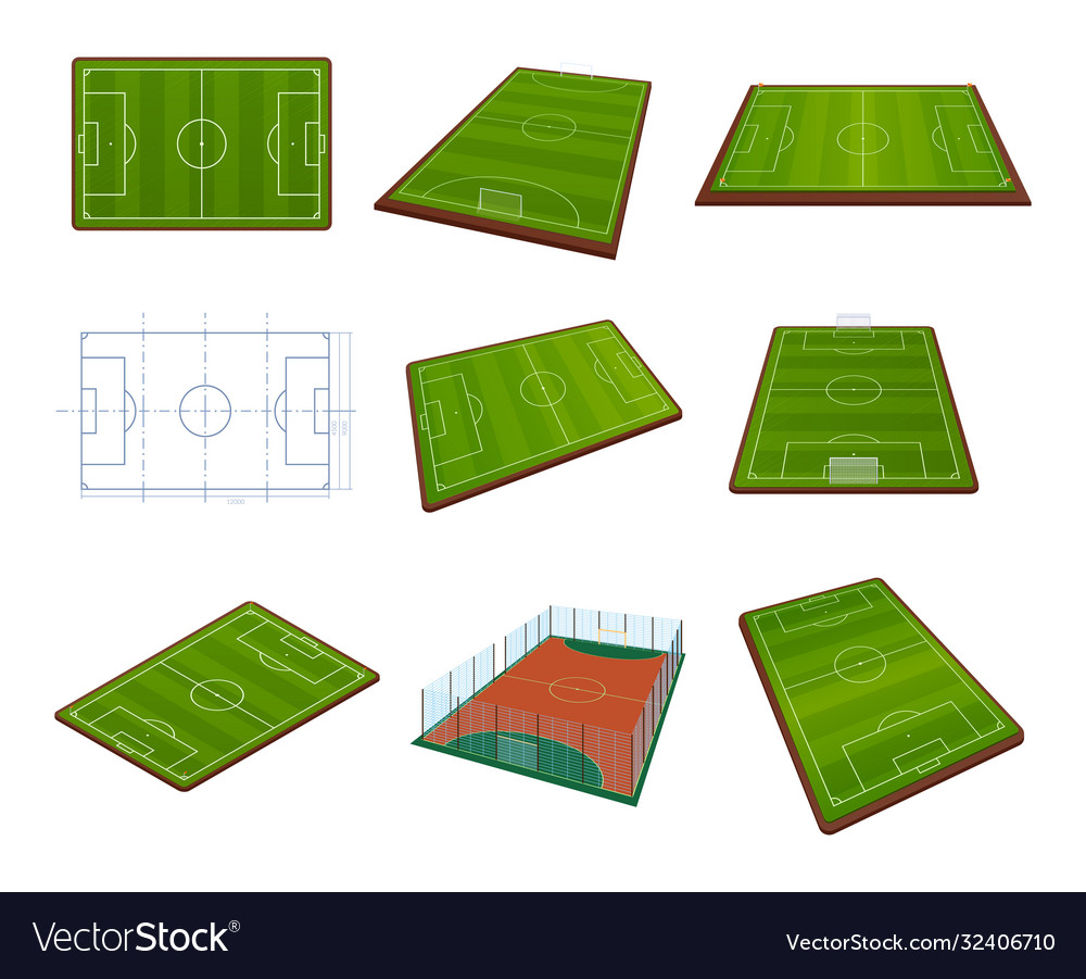 Set realistic football field template playground