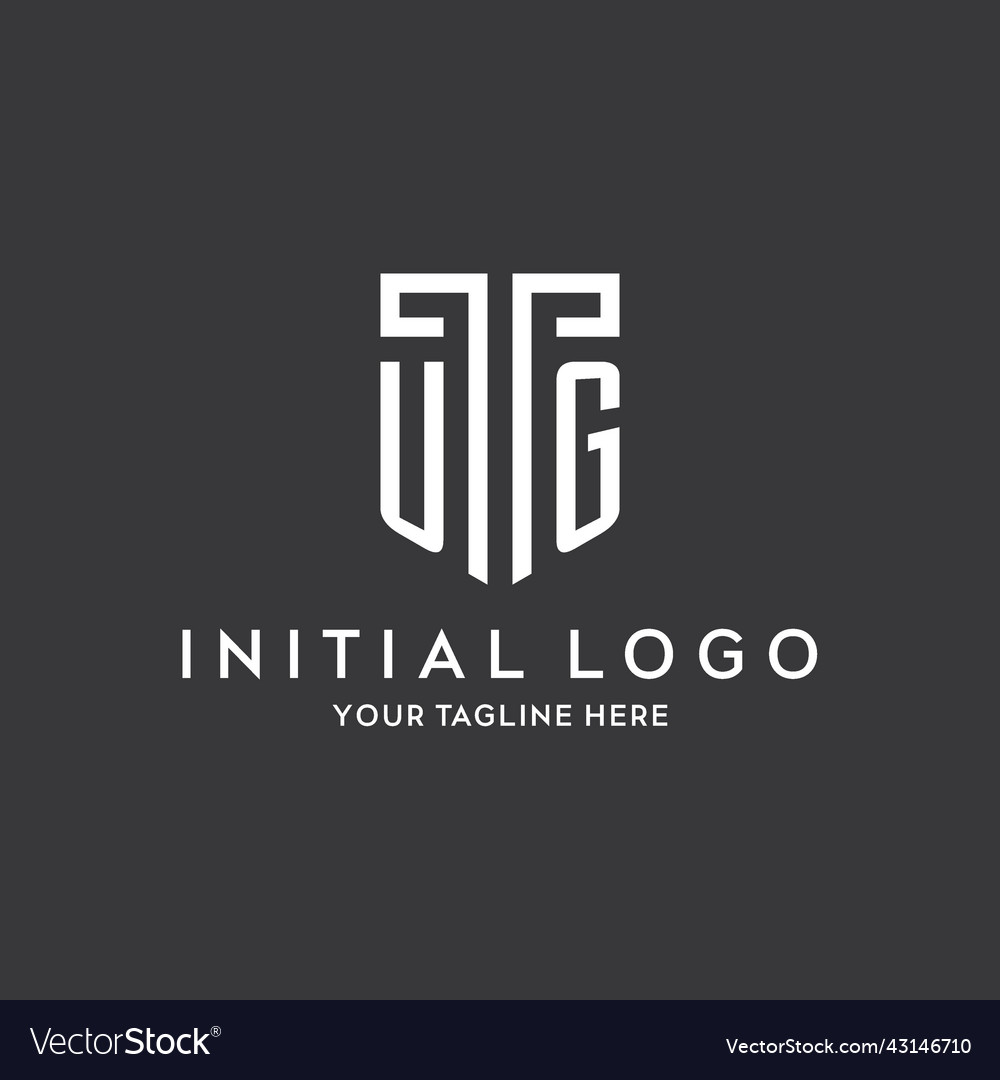 Ug monogram initial name with shield shape icon