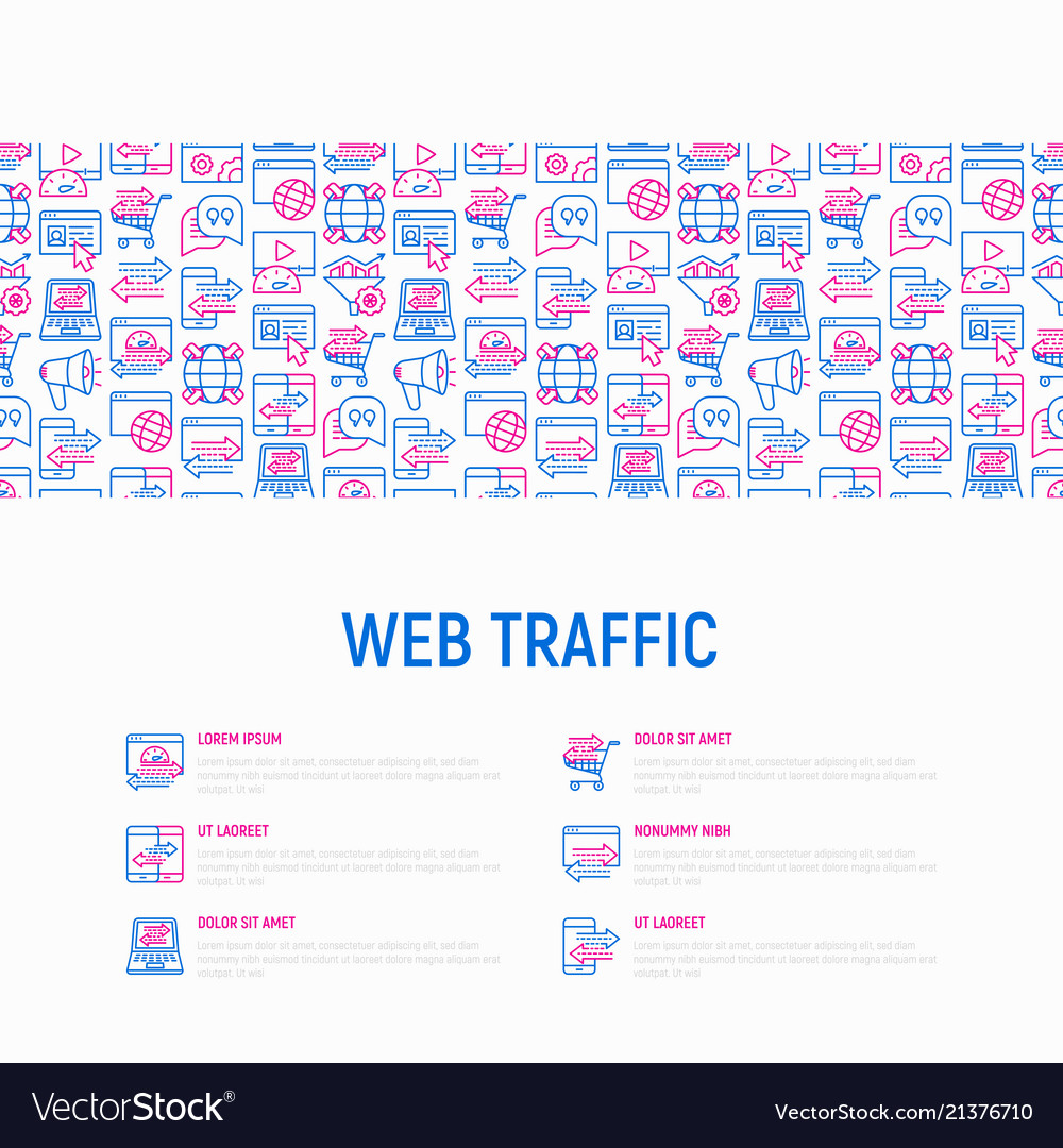 Web traffic concept with thin line icons vector image Web traffic concept with thin line icons