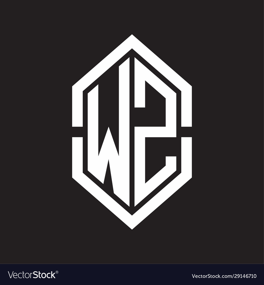 Wz logo monogram with hexagon shape and outline Vector Image Wz logo monogram with hexagon shape and outline