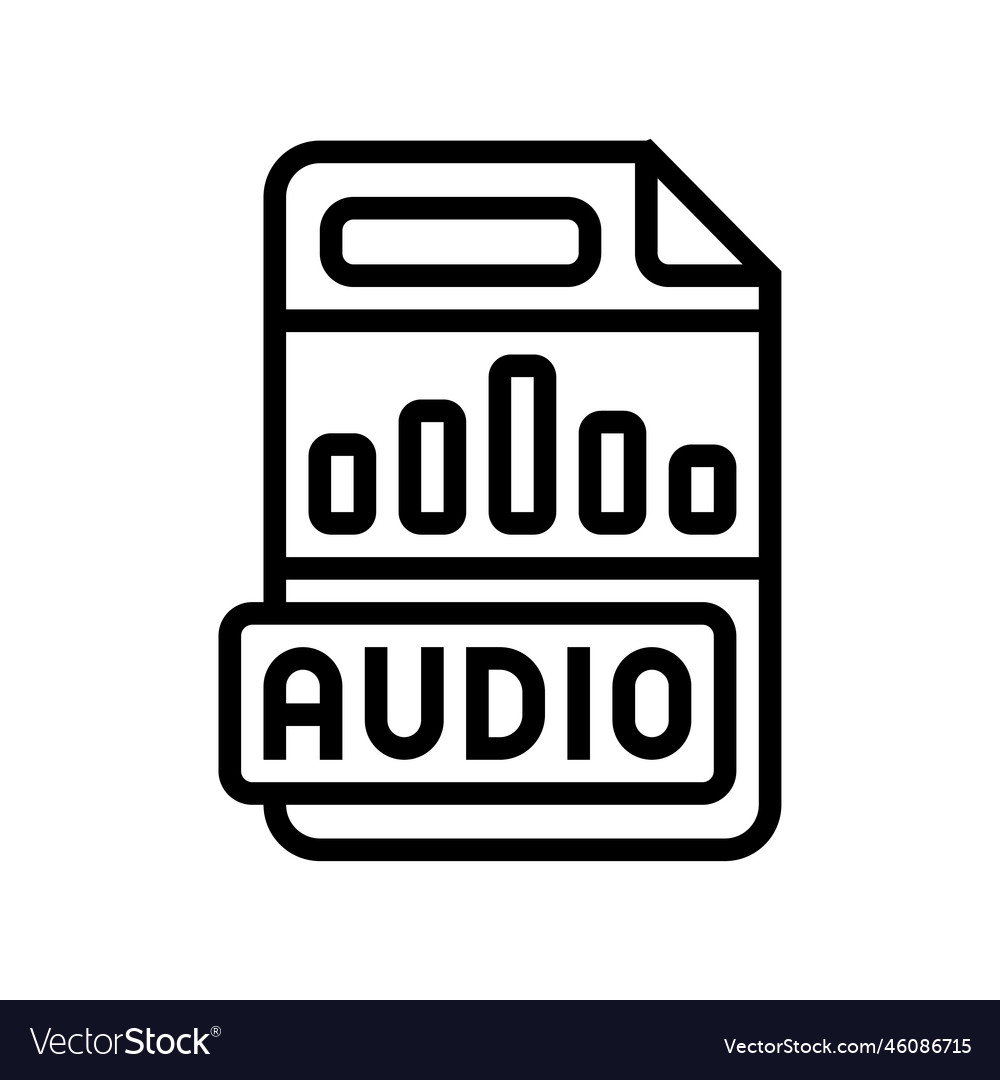 Audio file format document line icon vector image Audio file format document line icon