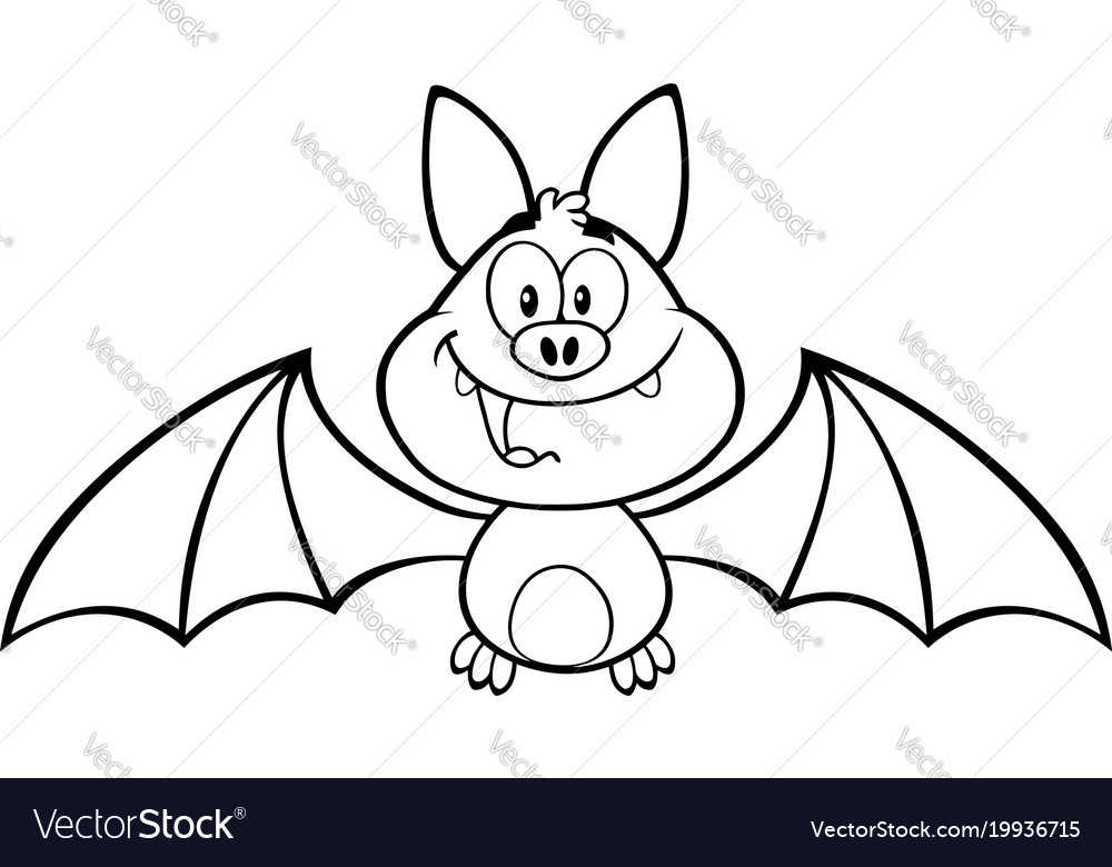 Black and white happy vampire bat character Vector Image