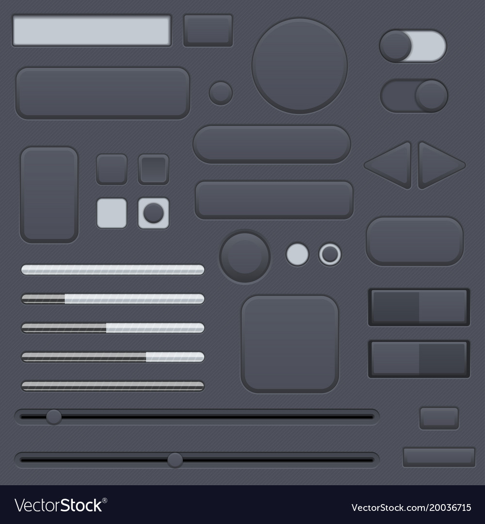 Black interface buttons set