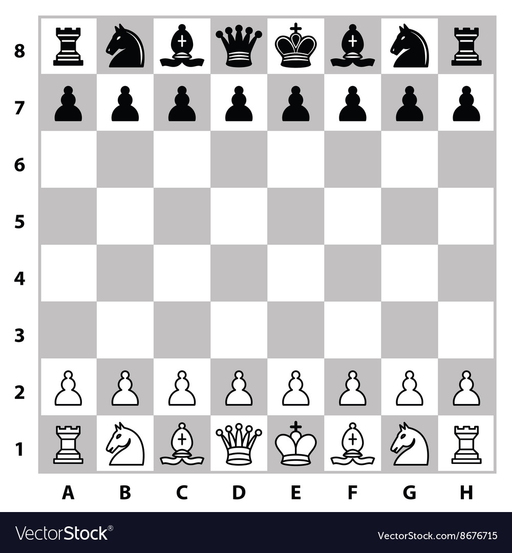 Chess board top view pieces Royalty Free Vector Image