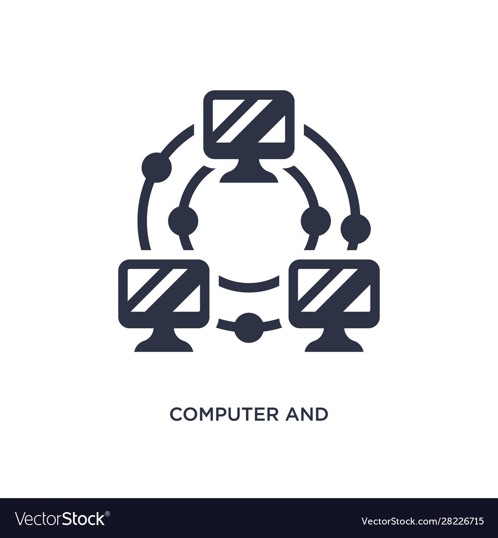 Computer and network icon on white background vector image Computer and network icon on white background