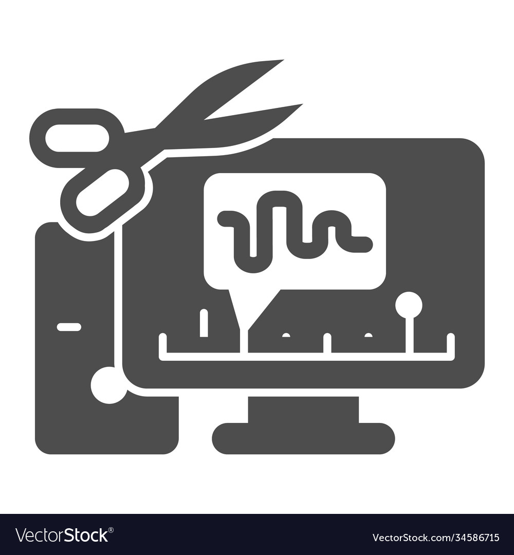 Cut audio in computer solid icon sound design vector image Cut audio in computer solid icon sound design