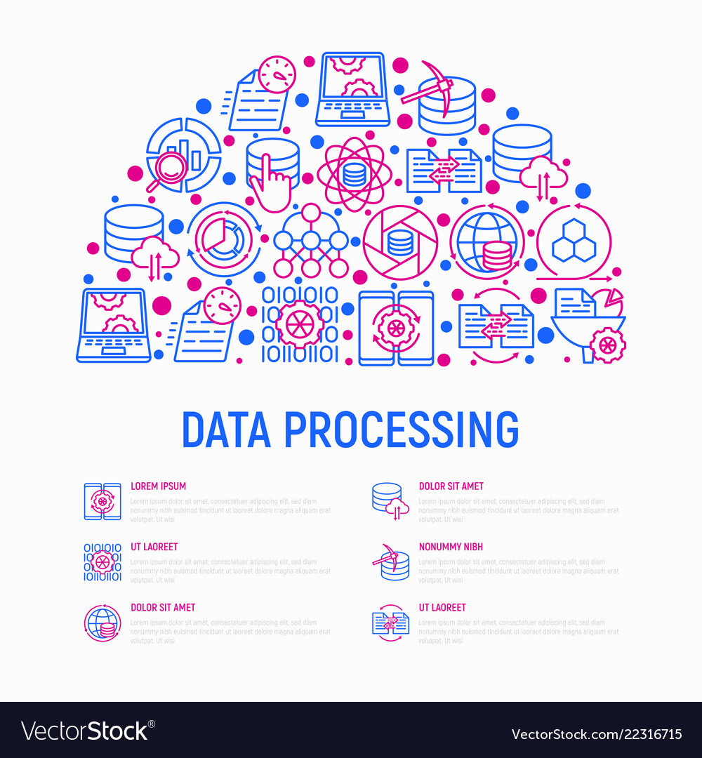 Data processing concept in half circle vector image Data processing concept in half circle