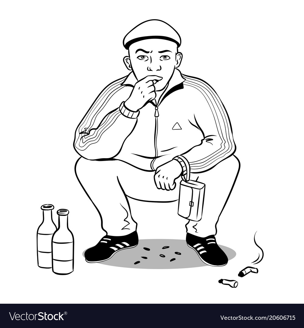 Gopnik hooligan man coloring book Royalty Free Vector Image