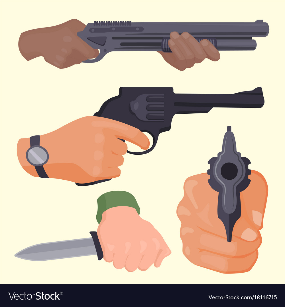 Hand firing with gun protection ammunition crime Vector Image