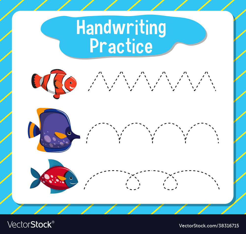 Handwriting practice work for preschool Royalty Free Vector