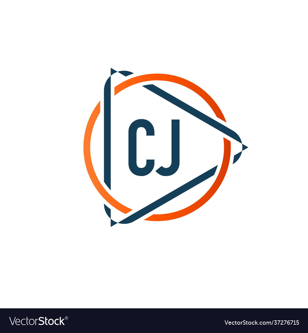 Initial letter cj circle triangle logo design