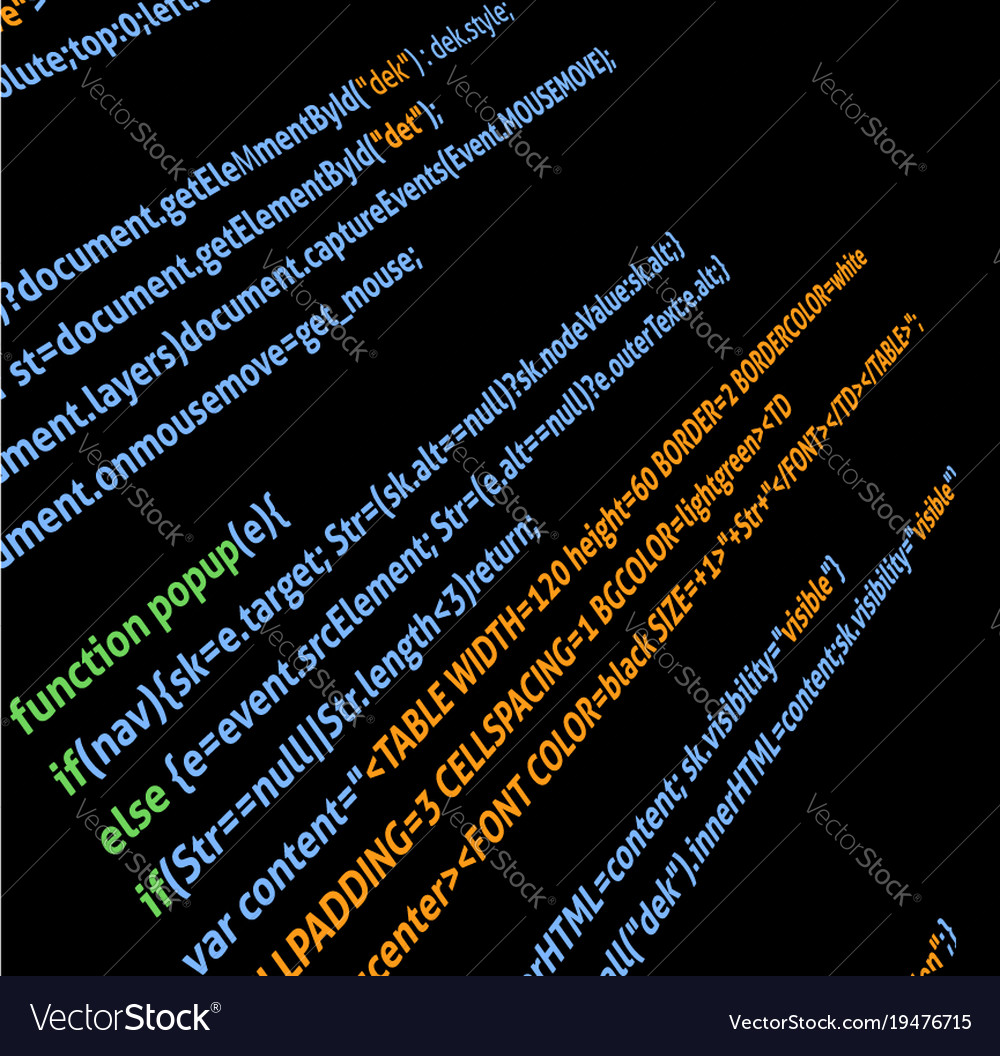 Screen a computer or laptop with java code Vector Image