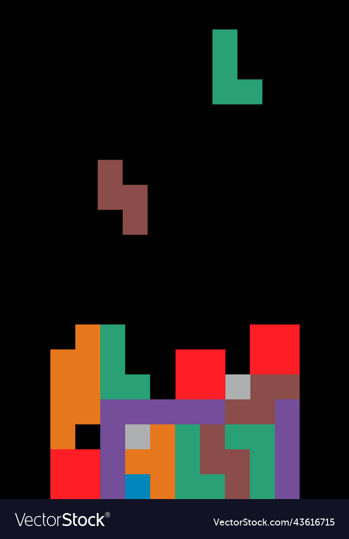 Set of color tetris block background puzzle vector image Set of color tetris block background puzzle