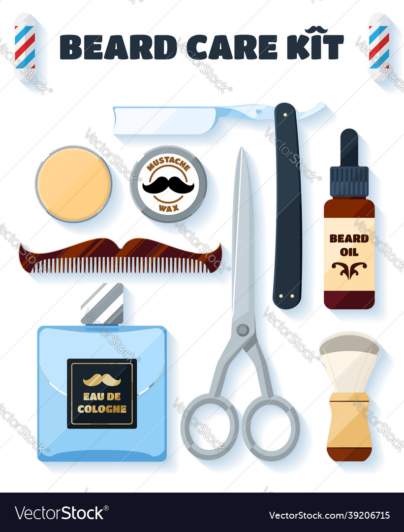 Shaving tools and accessories set for hipsters