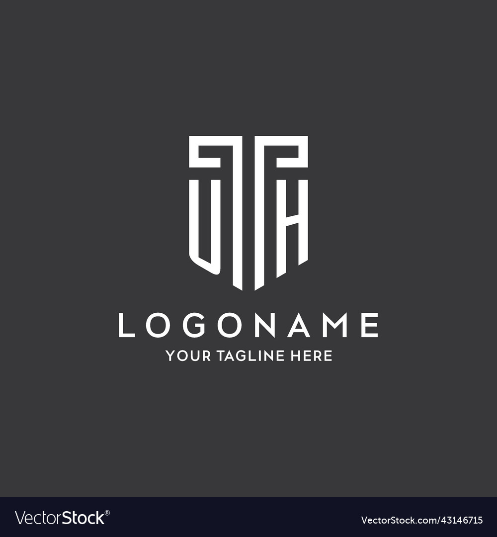 Uh monogram initial name with shield shape icon Vector Image Uh monogram initial name with shield shape icon