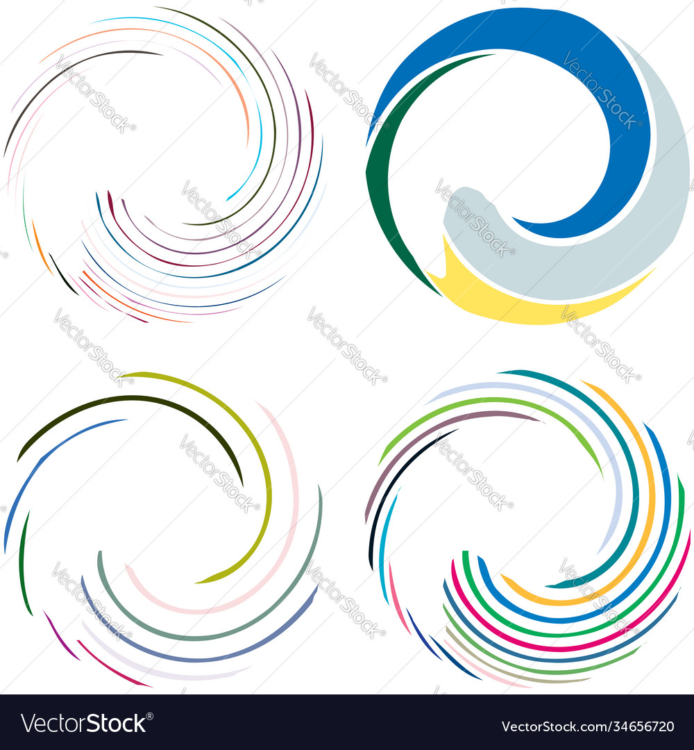 Circular spiral swirl twirl design element Vector Image