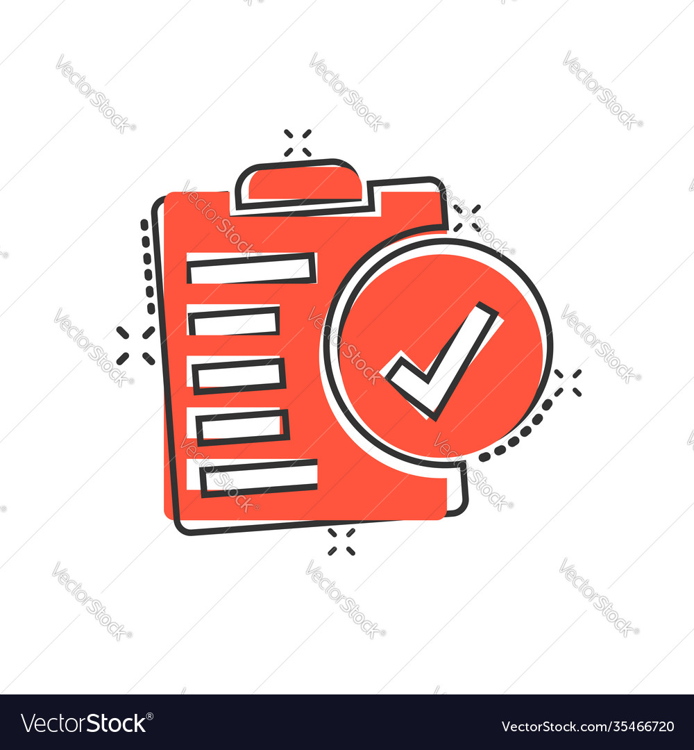 Document checkbox icon in comic style test vector image Document checkbox icon in comic style test