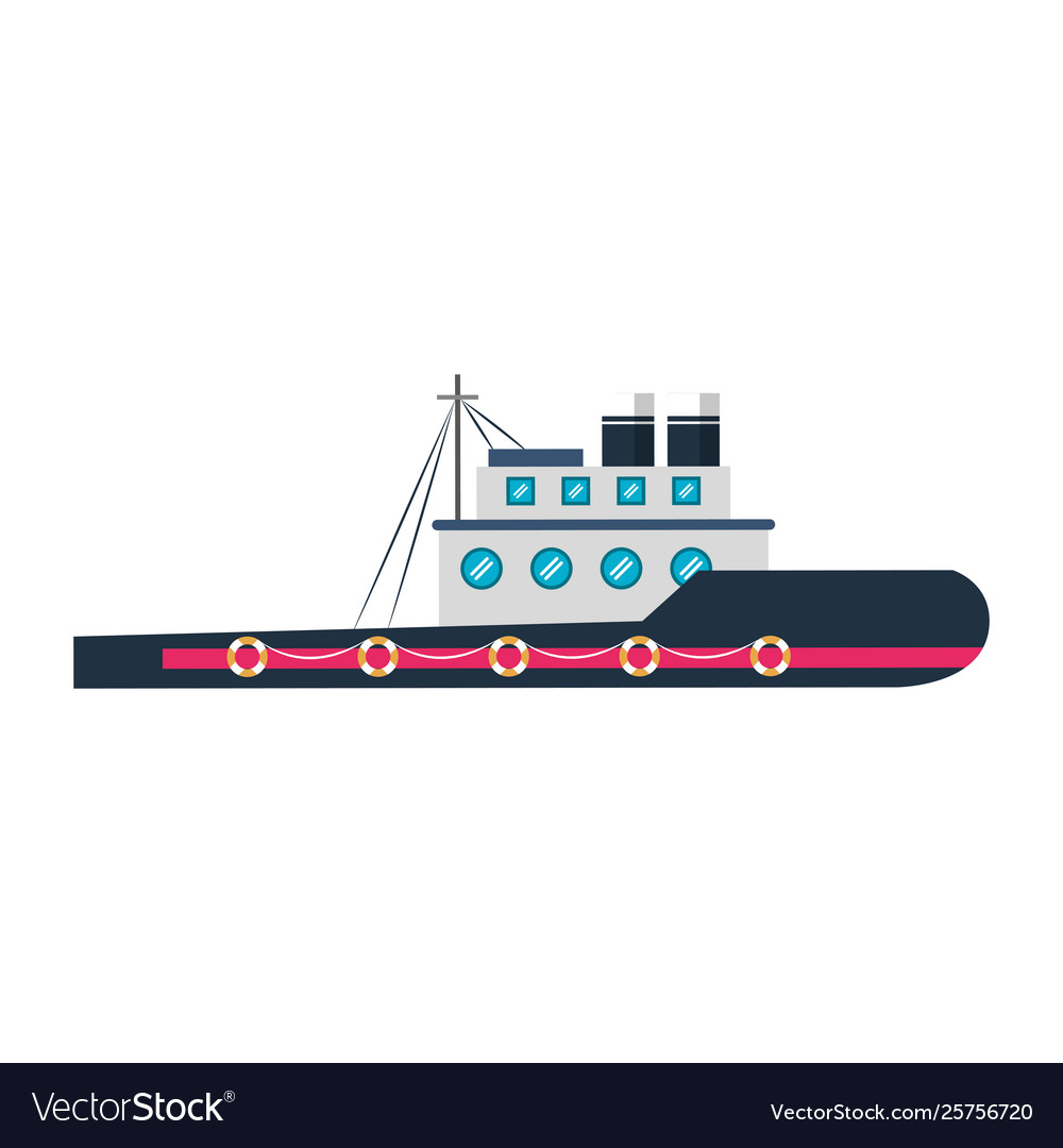 Fish ship boat sideview isolated cartoon