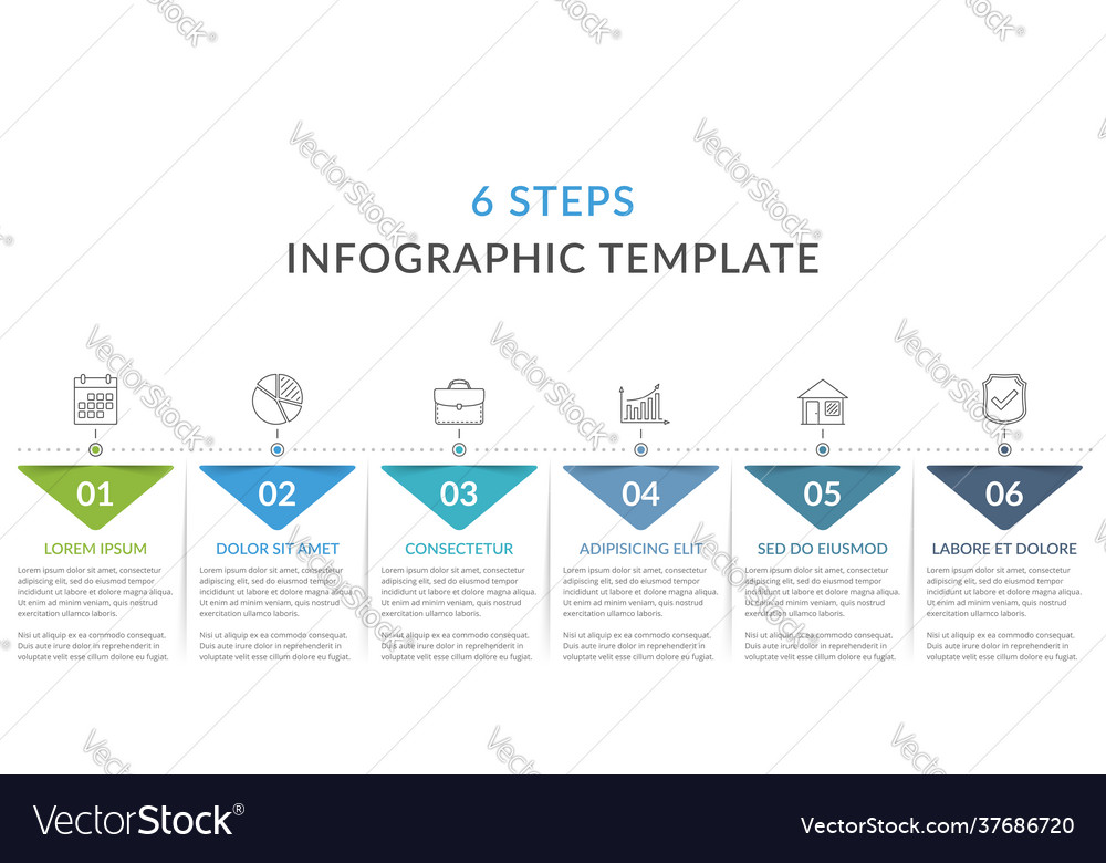 Infographic template with 6 steps Royalty Free Vector Image