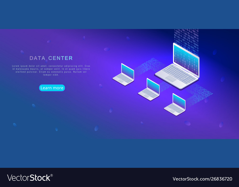 Isometric cloud computing online data storage vector image Isometric cloud computing online data storage