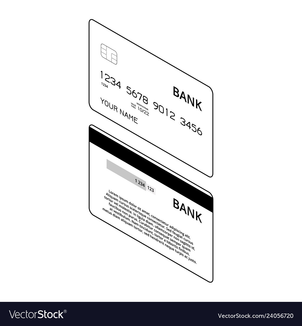 Isometric credit cards black and white concept