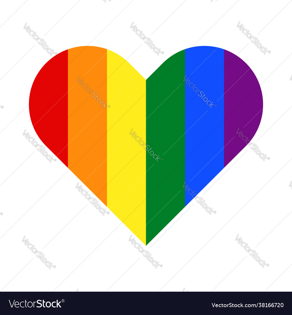 Lgbt flag inside heart gay symbol lgbtq