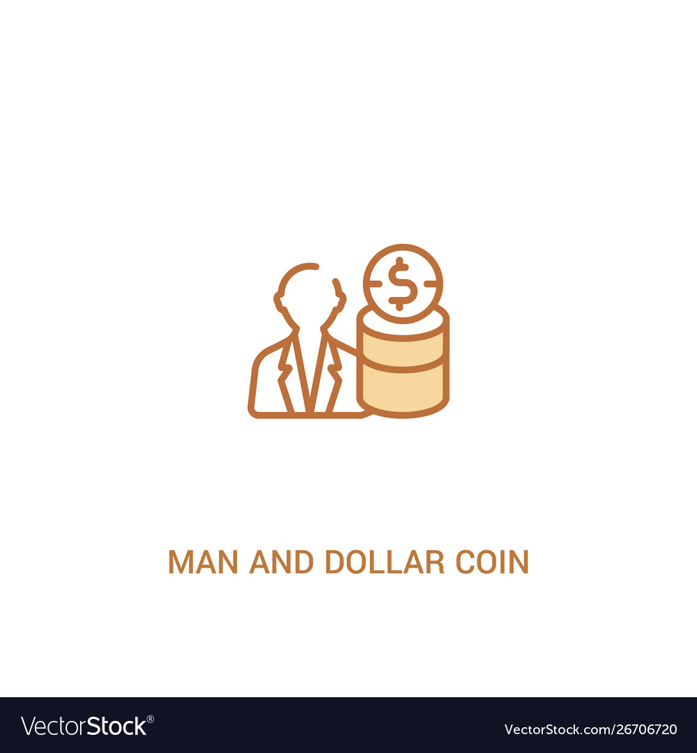 Man and dollar coin concept 2 colored icon simple Vector Image Man and dollar coin concept 2 colored icon simple